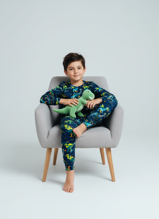 Dinos Bamboo toddler and kids two piece long sleeve set.