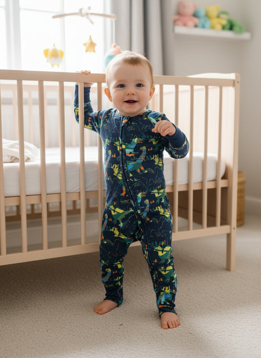 Dino Bamboo Baby One Piece Outfit.