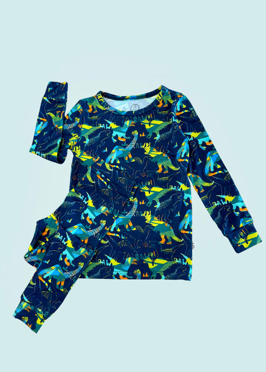 Dinos Bamboo toddler and kids two piece long sleeve set.